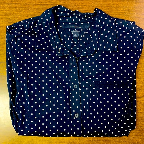 Tommy Hilfiger, navy blue button up blouse - Picture 1 of 4